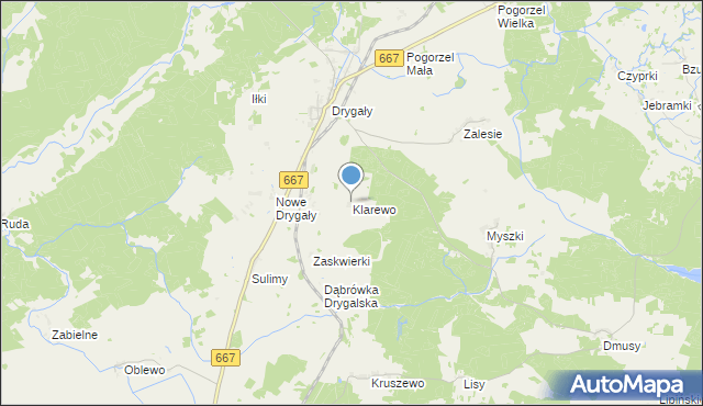 mapa Klarewo, Klarewo na mapie Targeo